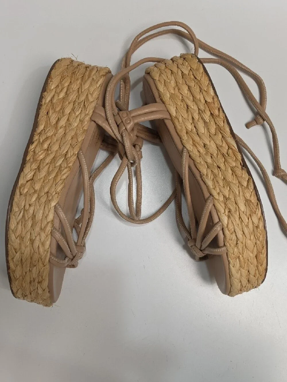 Seychelles Made for This Neutral Lace-Up Espadrille Wedge Sandals - Size 8